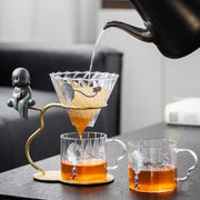 Hand Brewed Coffee Filter Set With Two Glass Coffee Cups Hand Brewing Pots Coffee Pour Over Coffee Kettle Pot Dripper Stand Cup-Health Wisdom™