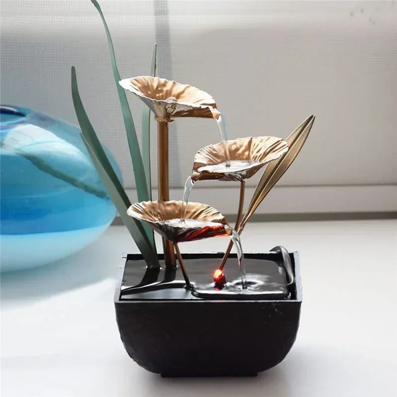Handmade Craft Gifts Home Decorative Indoor Water Fountain Feng Shui Wheel Desktop Water Fountain for Home Office Teahouse Decor-Health Wisdom™