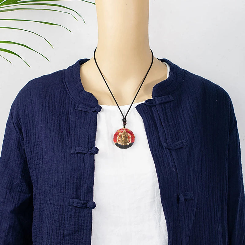 Handmade Ganesha Pendant Orgone Necklace For Men And Women Protection And Healing Crystal Orgonite Chakra Pendant With Adjustable Rope-Health Wisdom™
