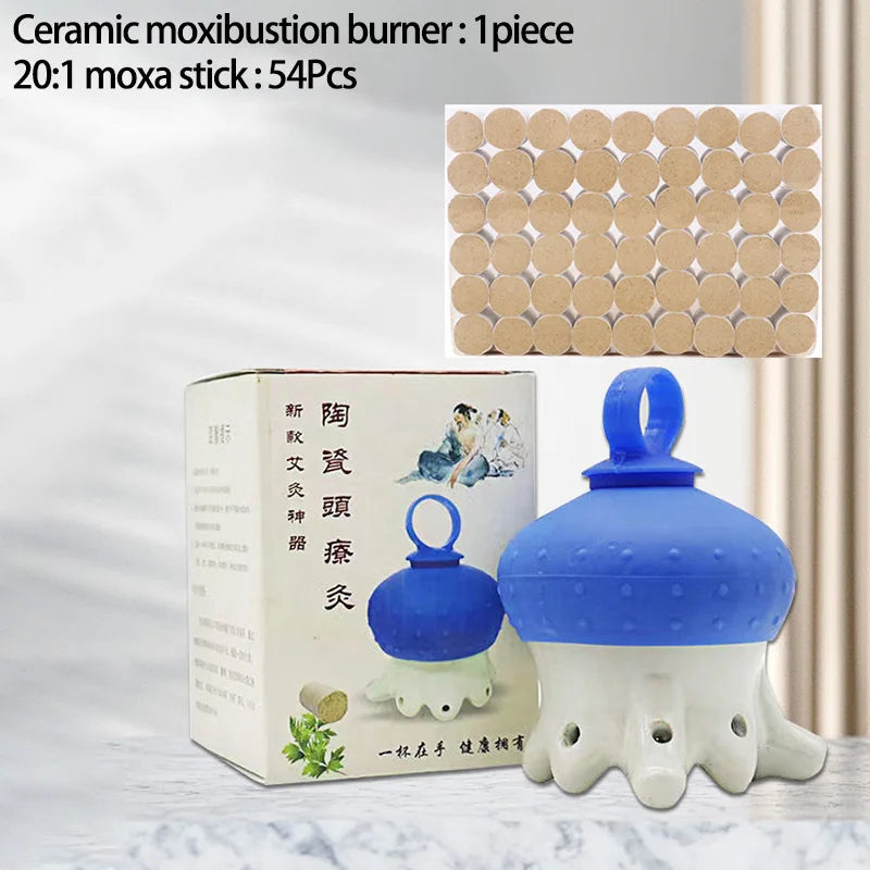 Head Moxibustion Moxa Therapy Warm Body Acupuncture Meridian Massage Relieve Headaches Promotes Sleep Health Care Ceramic Burner-Health Wisdom™