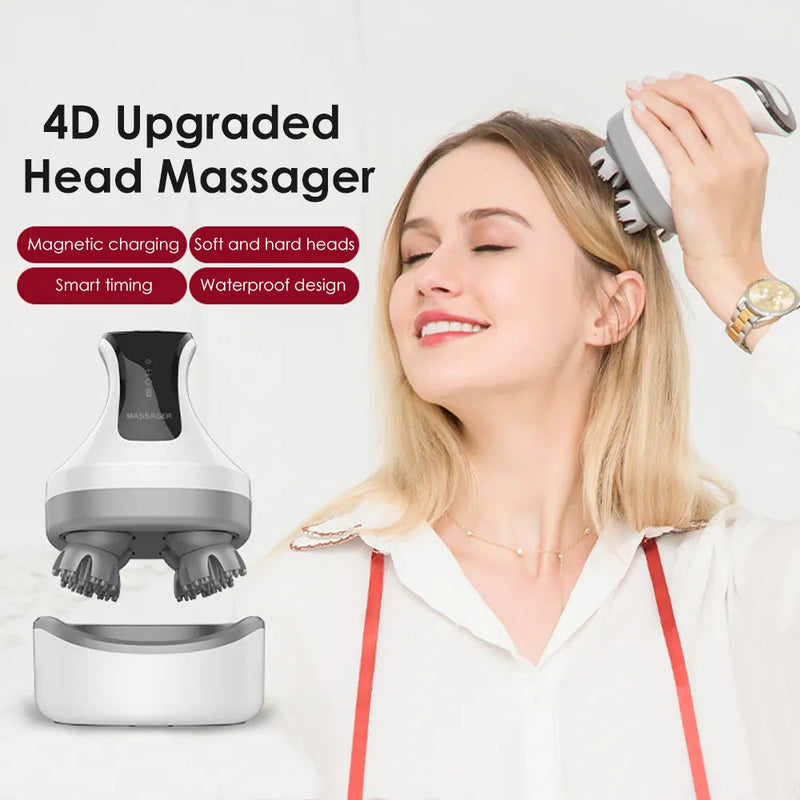 Head Scalp Massager Relaxation Treatment Red Light Electric Kneading Massage Equipment Stress Relief Hair Growth Stimulation-Health Wisdom™