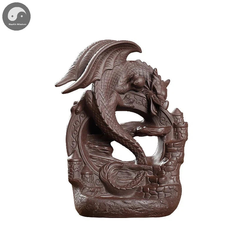 Home Decor Ornaments Purple Clay Dragon Backflow Incense Burner Pterosaur Incense Stick Holder Censer Office Feng Shui Decor-Health Wisdom™