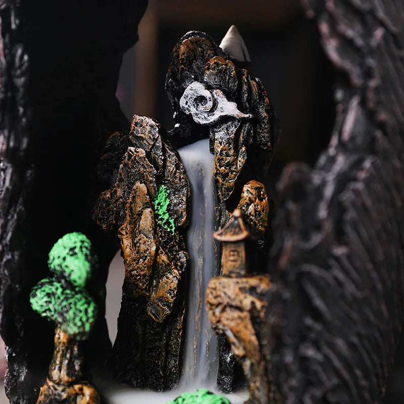 Home Decor Vase Design Ornament Resin Handiwork Lucky Fengshui Waterfall Backflow Incense Burner Censer-Health Wisdom™