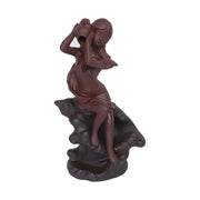 Home Ornaments Mermaid Ceramic Handicrafts Conch Girl Backflow Incense Burner Stick Holder Purple Clay Censer Decor -No Incense-Health Wisdom™