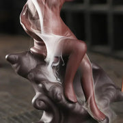 Home Ornaments Mermaid Ceramic Handicrafts Conch Girl Backflow Incense Burner Stick Holder Purple Clay Censer Decor -No Incense-Health Wisdom™
