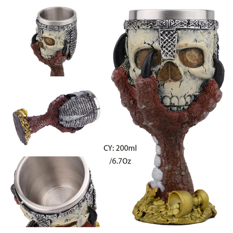 Horrible Resin Stainless Steel Skull Goblet Retro Claw Wine Glass Gothic Cocktail Glasses Wolf Whiskey Cup Party Bar Drinkware-Health Wisdom™