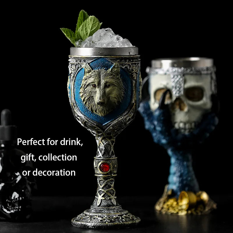 Horrible Resin Stainless Steel Skull Goblet Retro Claw Wine Glass Gothic Cocktail Glasses Wolf Whiskey Cup Party Bar Drinkware-Health Wisdom™