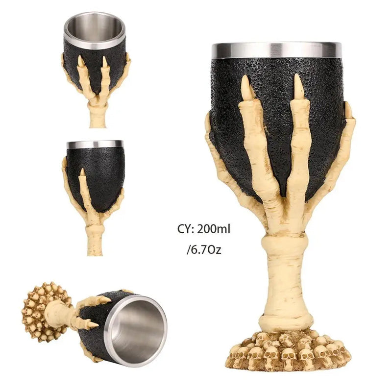 Horrible Resin Stainless Steel Skull Goblet Retro Claw Wine Glass Gothic Cocktail Glasses Wolf Whiskey Cup Party Bar Drinkware-Health Wisdom™