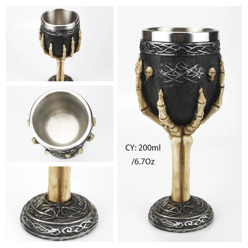 Horrible Resin Stainless Steel Skull Goblet Retro Claw Wine Glass Gothic Cocktail Glasses Wolf Whiskey Cup Party Bar Drinkware-Health Wisdom™