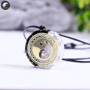 Howlite And Obsidian Yin And Yang Necklace Tai Chi Pendant Orgonite Reiki Energy Crystal Orgone Amulet Jewelry For Women-Health Wisdom™