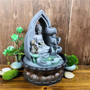 Indoor Air Humidifie Waterfall Fountain Office Tabletop Relaxation Fountain View with LED Light Lucky Feng Shui Buddha Statue-Health Wisdom™