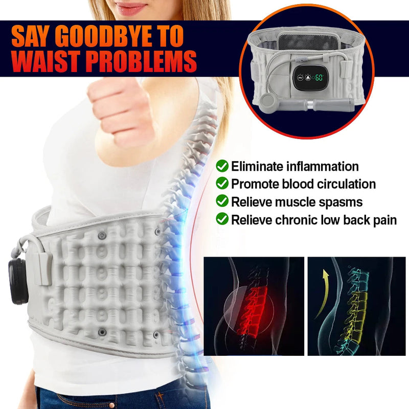 Infrared Heating Inflatable Belt Decompression Massaeger USB Charge LED Display Lumbar Bandage Spinal Corrector Waist Vibration-Health Wisdom™