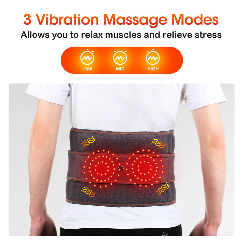 Infrared Heating Waist Massager Electric Belt Vibration USB Charge Red Light Hot Compress Lumbar Back Support Brace Pain Relief-Health Wisdom™