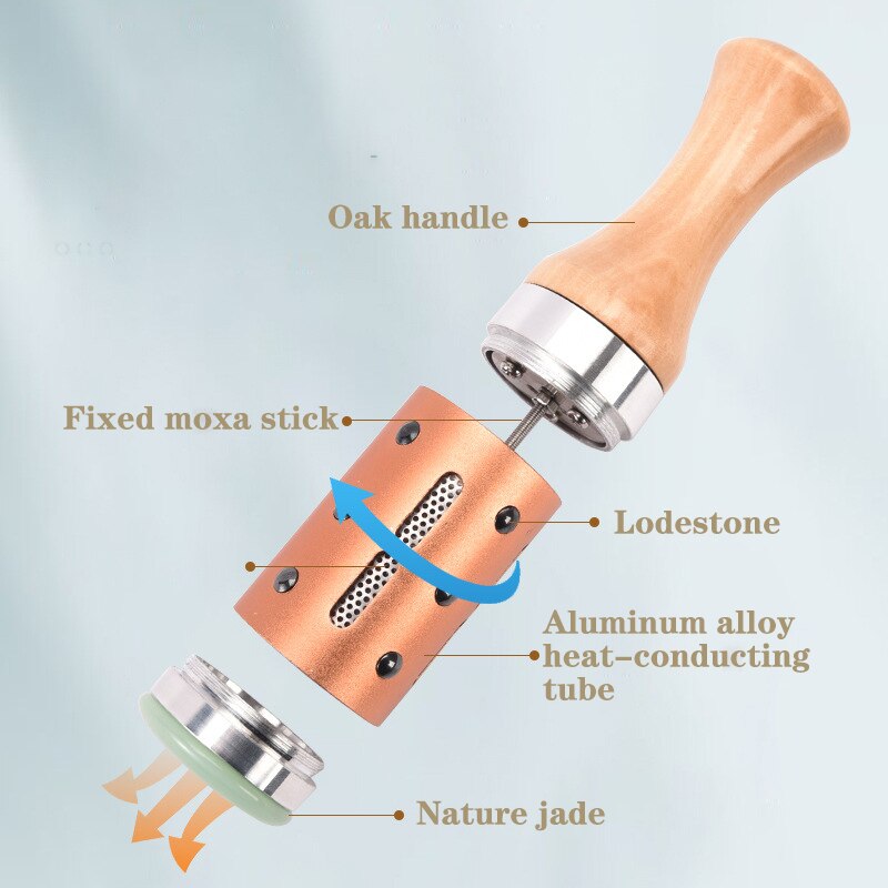 Jade Facial Beauty Massage Device Warm Moxibustion Rods Rotatable Lodestone Massager Moxa Stick Body Meridian Acupuncture Point-Health Wisdom™