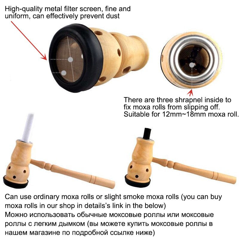 Jade Moxibustion Tool Handle Gourd Moxa Roll Burner Warm Body Massage Burning Chinese Herbal Medicine Penetrates Meridians-Health Wisdom™