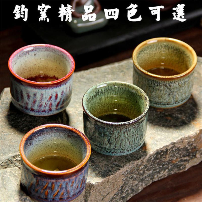 Jun Ceramic Tea Cups 100ml*1pcs, Amber Mottled Glaze