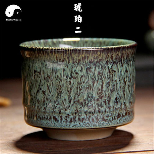 Jun Ceramic Tea Cups 100ml*1pcs, Green Mottled Glaze
