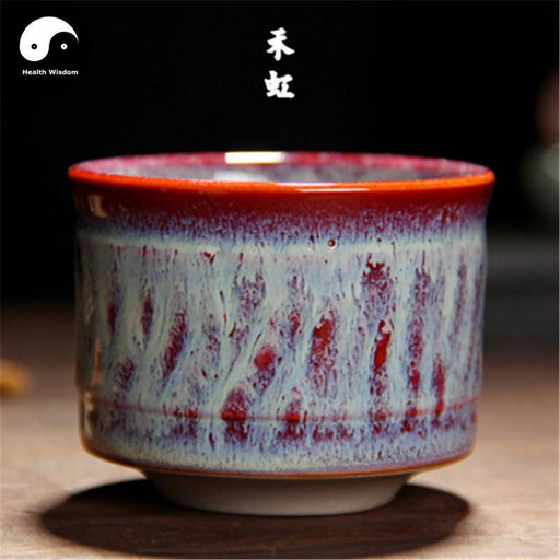 Jun Ceramic Tea Cups 100ml*1pcs, Red Flame Glaze