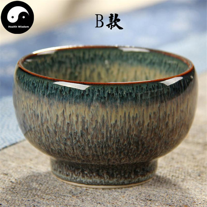 Jun Ceramic Tea Cups 150ml*1pcs, Teal Drip Glaze