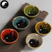 Kiln Change Ceramic Tea Cups 80ml*2pcs, Green Streak Glaze