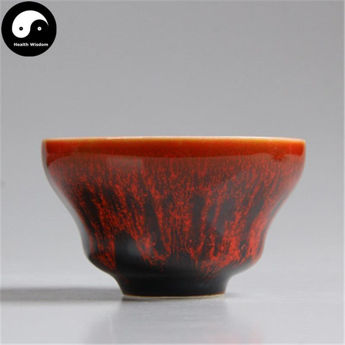 Kiln Change Ceramic Tea Cups 80ml*2pcs, Red Flame Glaze