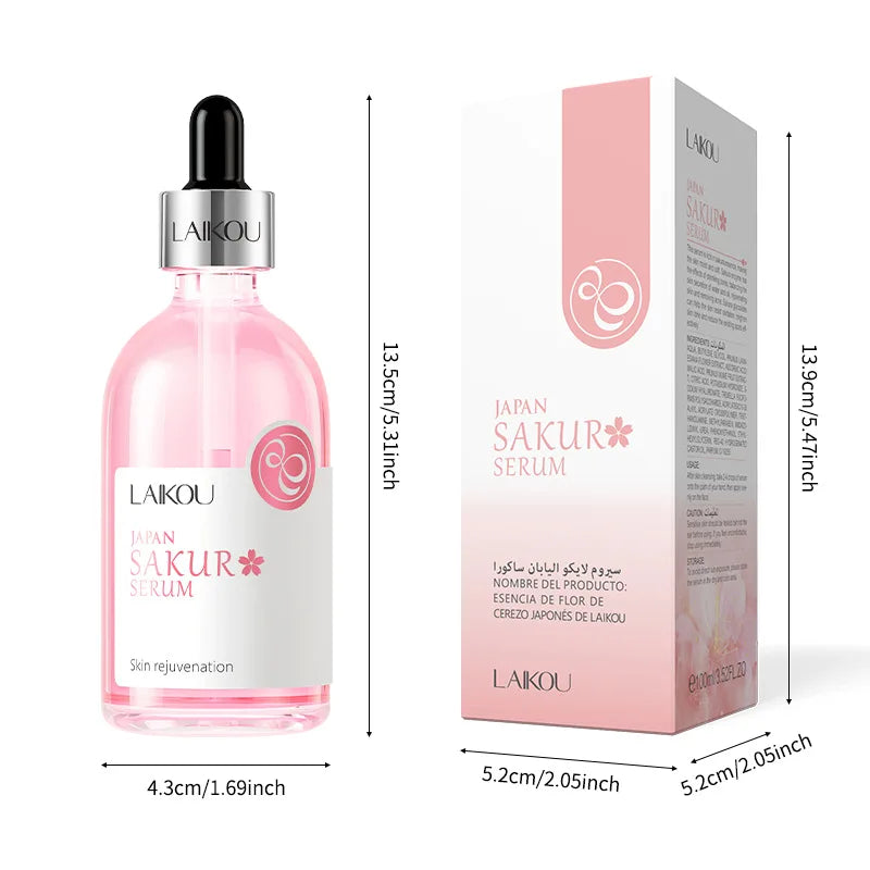 LAIKOU Sakura Face Serum 100ml Moisturizing Brightening Anti Wrinkle Anti-Aging Facial Essence Serum Face Skin Care Products-Health Wisdom™
