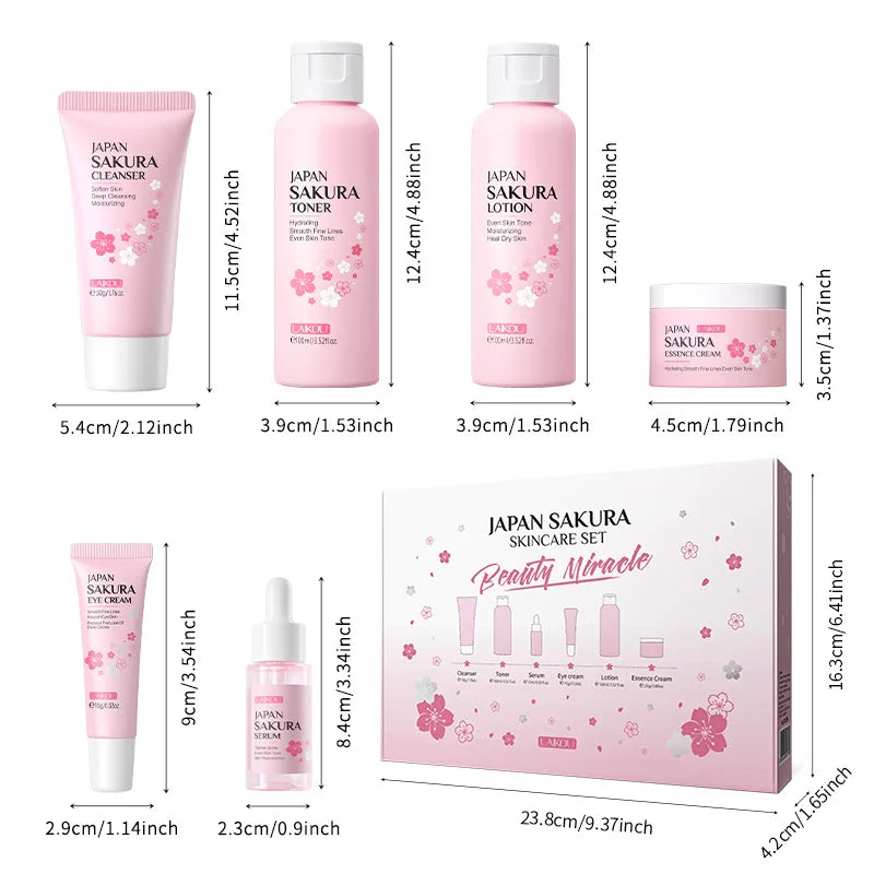 LAIKOU Sakura Skin Care Sets Facial Cleanser Eye Creams Face Cream Serum Lotion Toner Moisturizing Anti-Aging Face Care Kit-Health Wisdom™