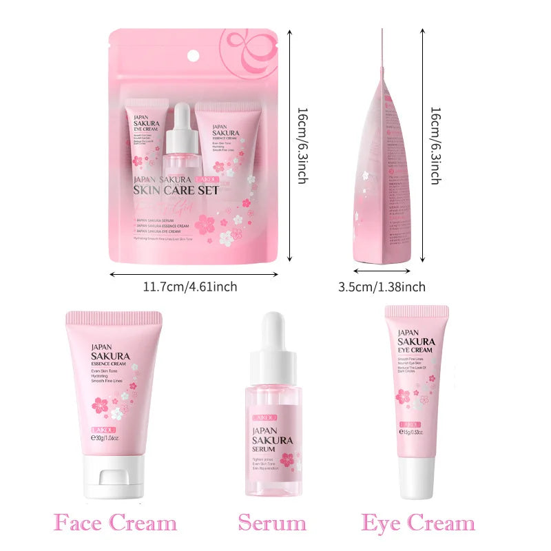 LAIKOU Sakura Skin Care Sets Facial Cleanser Face Cream Serum Toner Moisturizing Brightening Anti Wrinkles Face Care Kit-Health Wisdom™
