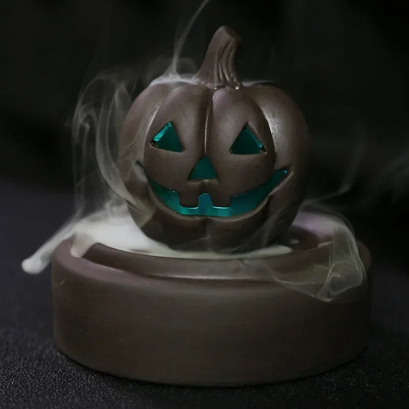Led Light Halloween Pumpkin Color Changing Windproof Backflow Incense Burner Aromatherapy Censer Creative Home Decoration Gifts-Health Wisdom™