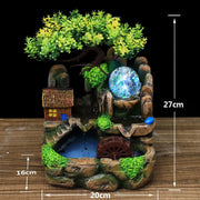Led Lights Resin Rockery Flowing Water Fountain Lucky Feng Shui Wheel Office Desktop Ornaments With Nebulizer Home Decoration-Health Wisdom™