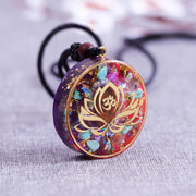 Lotus Orgonite Pendant Orgone Generator Tiger'S Eye Turquoise Chakra Energy Necklace With Rope For Women-Health Wisdom™