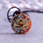 Lotus Orgonite Pendant Orgone Generator Tiger'S Eye Turquoise Chakra Energy Necklace With Rope For Women-Health Wisdom™