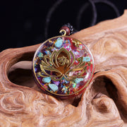 Lotus Orgonite Pendant Orgone Generator Tiger'S Eye Turquoise Chakra Energy Necklace With Rope For Women-Health Wisdom™