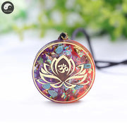Lotus Orgonite Pendant Orgone Generator Tiger'S Eye Turquoise Chakra Energy Necklace With Rope For Women-Health Wisdom™