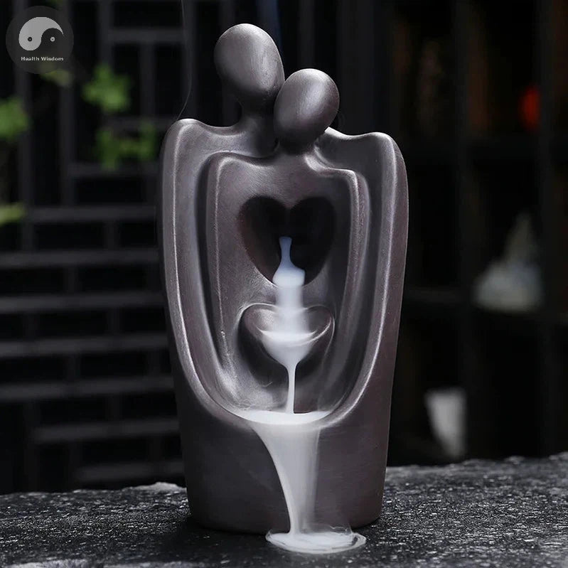 Lover Couple Ceramic Sandalwood Backflow Incense Burner, Home Decor Waterfall Incense Burner Valentine's Day Gift Christmas Gift-Health Wisdom™