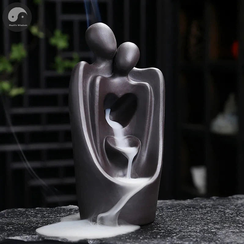 Lover Couple Ceramic Sandalwood Backflow Incense Burner, Home Decor Waterfall Incense Burner Valentine's Day Gift Christmas Gift-Health Wisdom™