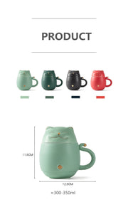 Lucky Cat Mug Tea Mug Creative Ceramic Cup With Cover Filter Office Water Cup Tea Separation Tea Cup-Health Wisdom™
