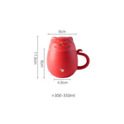 Lucky Cat Mug Tea Mug Creative Ceramic Cup With Cover Filter Office Water Cup Tea Separation Tea Cup-Health Wisdom™