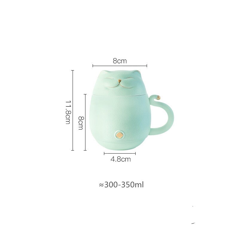 Lucky Cat Mug Tea Mug Creative Ceramic Cup With Cover Filter Office Water Cup Tea Separation Tea Cup-Health Wisdom™