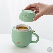 Lucky Cat Mug Tea Mug Creative Ceramic Cup With Cover Filter Office Water Cup Tea Separation Tea Cup-Health Wisdom™