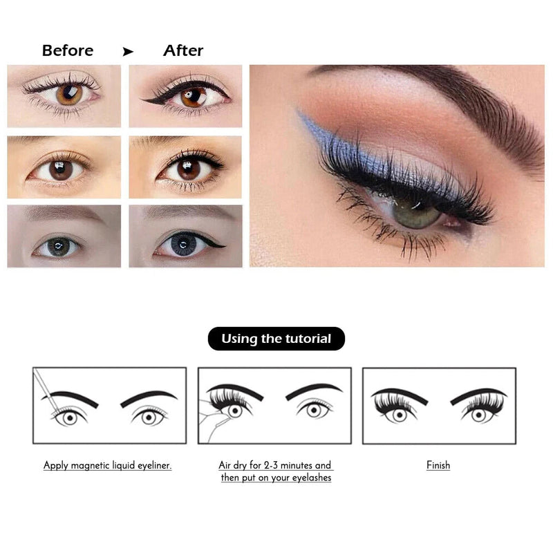 Magnetic False Eyelashes No Glue Full Eye 5 Magnet Reusable Fake Eyelashes Natural Soft Eyelashes Extension Magnetic Eyelash Kit-Health Wisdom™