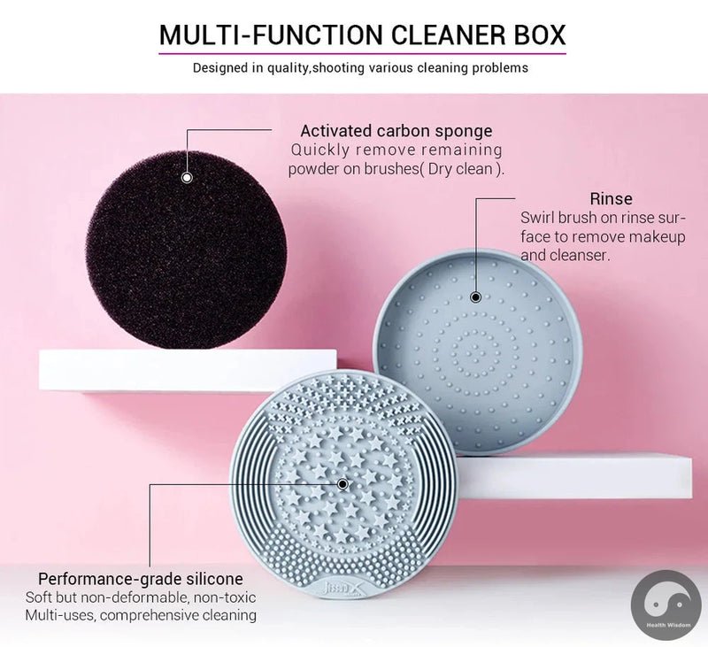 Makeup Brush Cleaner 2-in-1 Dry & Wet Silicone Washing Mat Sponge Remover Color from Brushes Cosmetic Cleaning Tools-Health Wisdom™