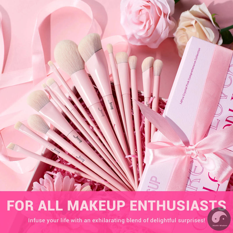 Makeup Brushes T336 with Pink Makeup Brushes Set 14pcs T495-Health Wisdom™
