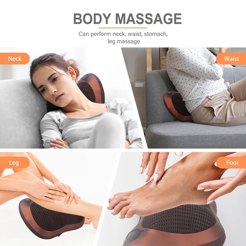 Massage Pillow Relaxation Vibrator Electric Head Shoulder Back Heating Kneading Infrared Therapy Pillow 3D shiatsu Neck Massager-Health Wisdom™