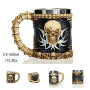 Medieval Dragon Resin Stainless Steel Beer Mug 600ml Retro Tankard Skull Coffee Cup Tea Mug Tumbler Pub Bar Decor-Health Wisdom™
