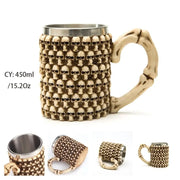 Medieval Dragon Resin Stainless Steel Beer Mug 600ml Retro Tankard Skull Coffee Cup Tea Mug Tumbler Pub Bar Decor-Health Wisdom™