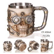 Medieval Dragon Resin Stainless Steel Beer Mug 600ml Retro Tankard Skull Coffee Cup Tea Mug Tumbler Pub Bar Decor-Health Wisdom™