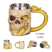 Medieval Dragon Resin Stainless Steel Beer Mug 600ml Retro Tankard Skull Coffee Cup Tea Mug Tumbler Pub Bar Decor-Health Wisdom™
