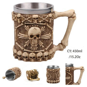 Medieval Dragon Resin Stainless Steel Beer Mug 600ml Retro Tankard Skull Coffee Cup Tea Mug Tumbler Pub Bar Decor-Health Wisdom™
