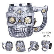 Medieval Warrior Resin Stainless Steel Beer Mug Knight Stein Retro Tankard Creative Coffee Cup Viking Tea Mug Pub Bar Decoration-Health Wisdom™